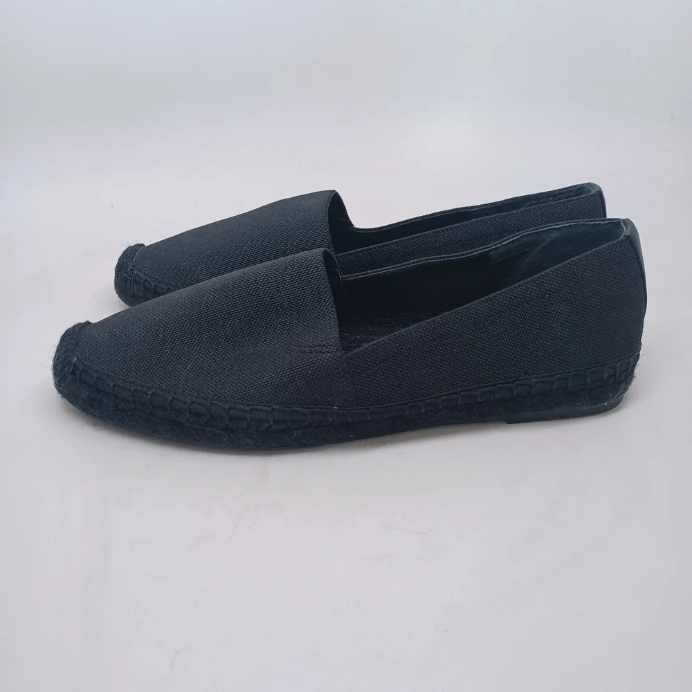 Banana Republic Womens Black Canvas Espadrille Flats Slip‎ On Shoes Size 7